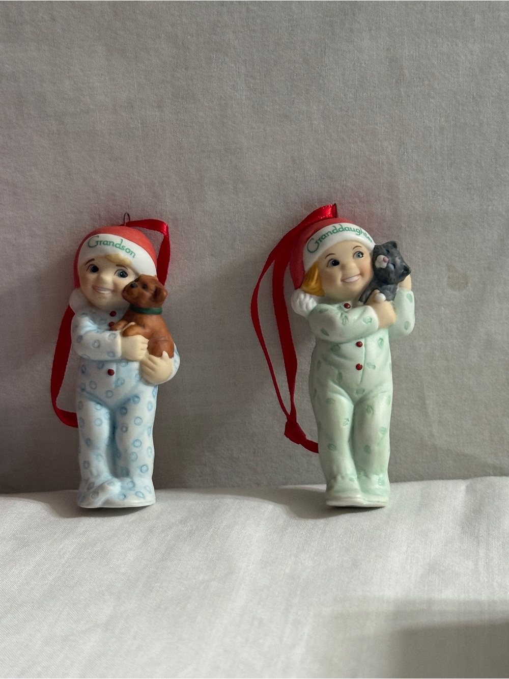 Hallmark Granddaughter Ornament in Mint Pajamas with Red Hat